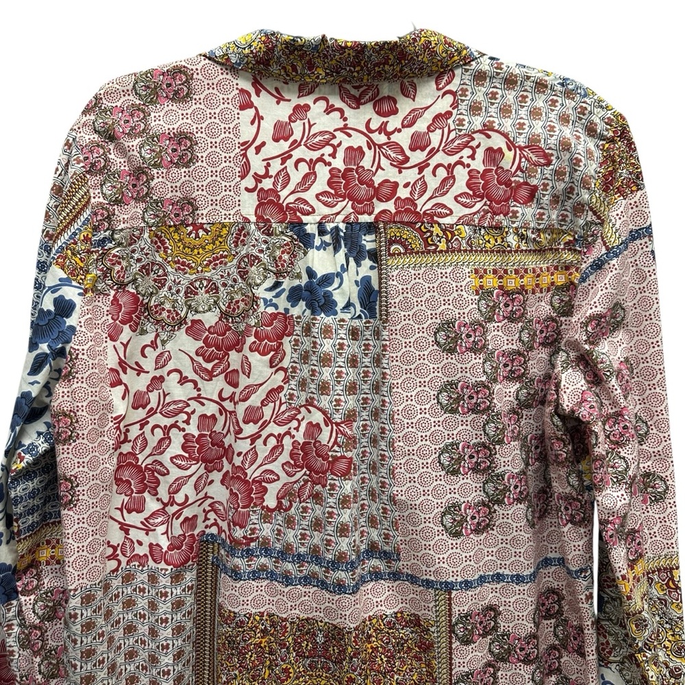 Patchwork Floral Button-Front Blouse - Multi-Color - Picture 9 of 14